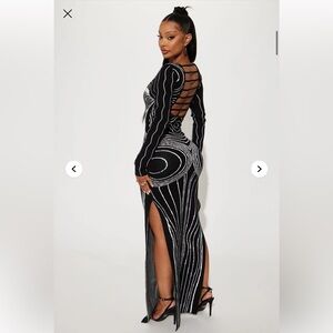 Fashion Nova Black and Silver Long Sleeve Dress BRAND NEW- NEVER WORN